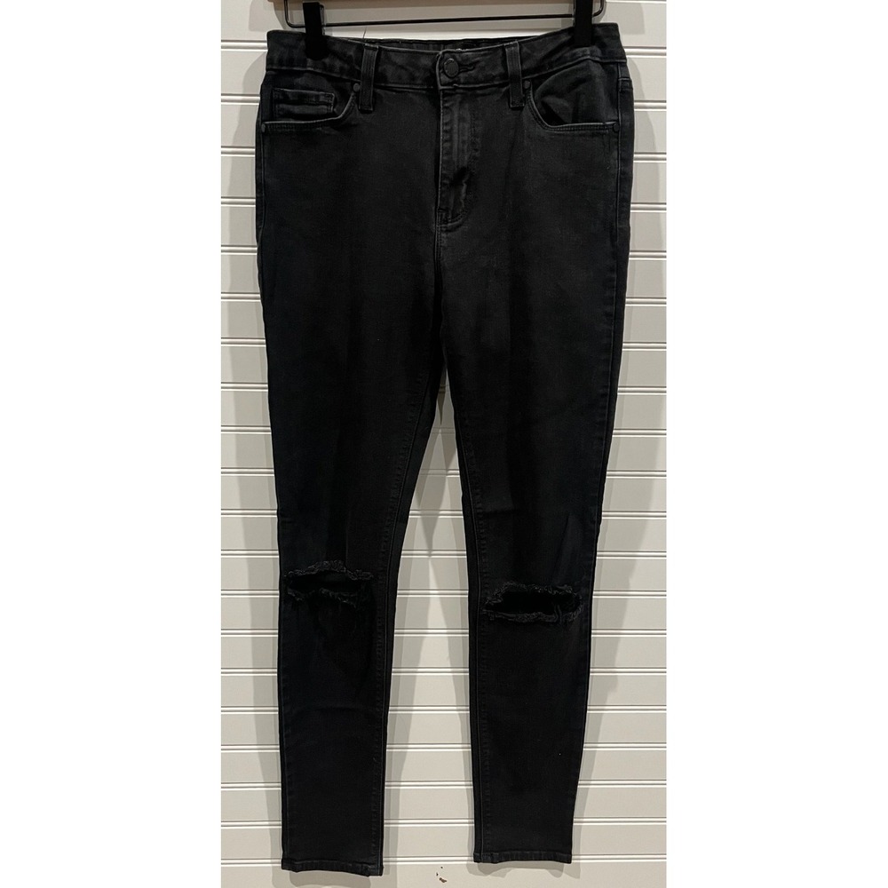 Just Black High Rise Distressed Knee‎ Skinny Jeans Black Wash Womens 28